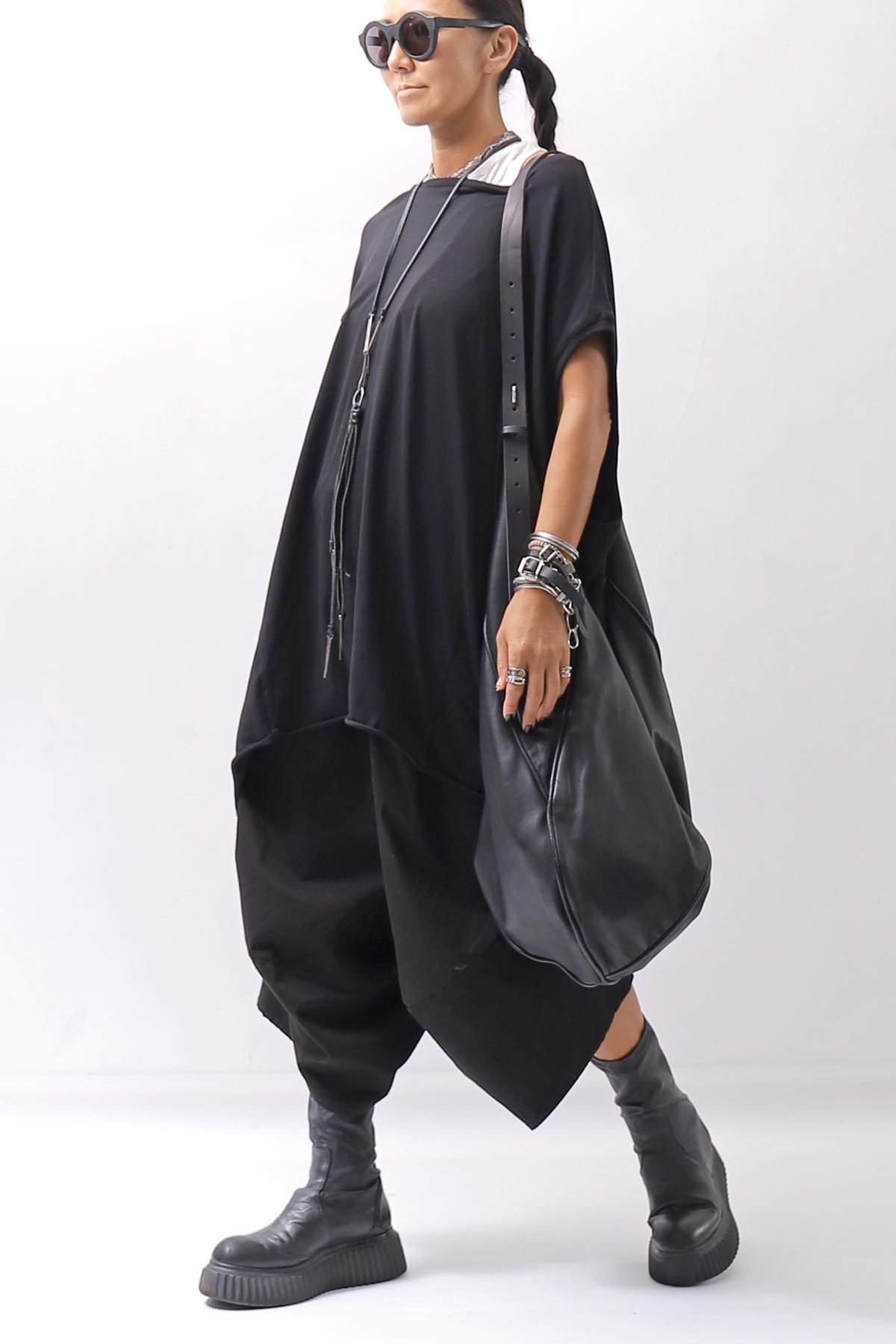 【PLÜ】 OVER SIZED COTTON STRETCH TOP 5019_BLACK