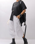 【Primordial is Primitive】 UNISEX ASYMMETRY COTTON PANTS 722AL_WHITE