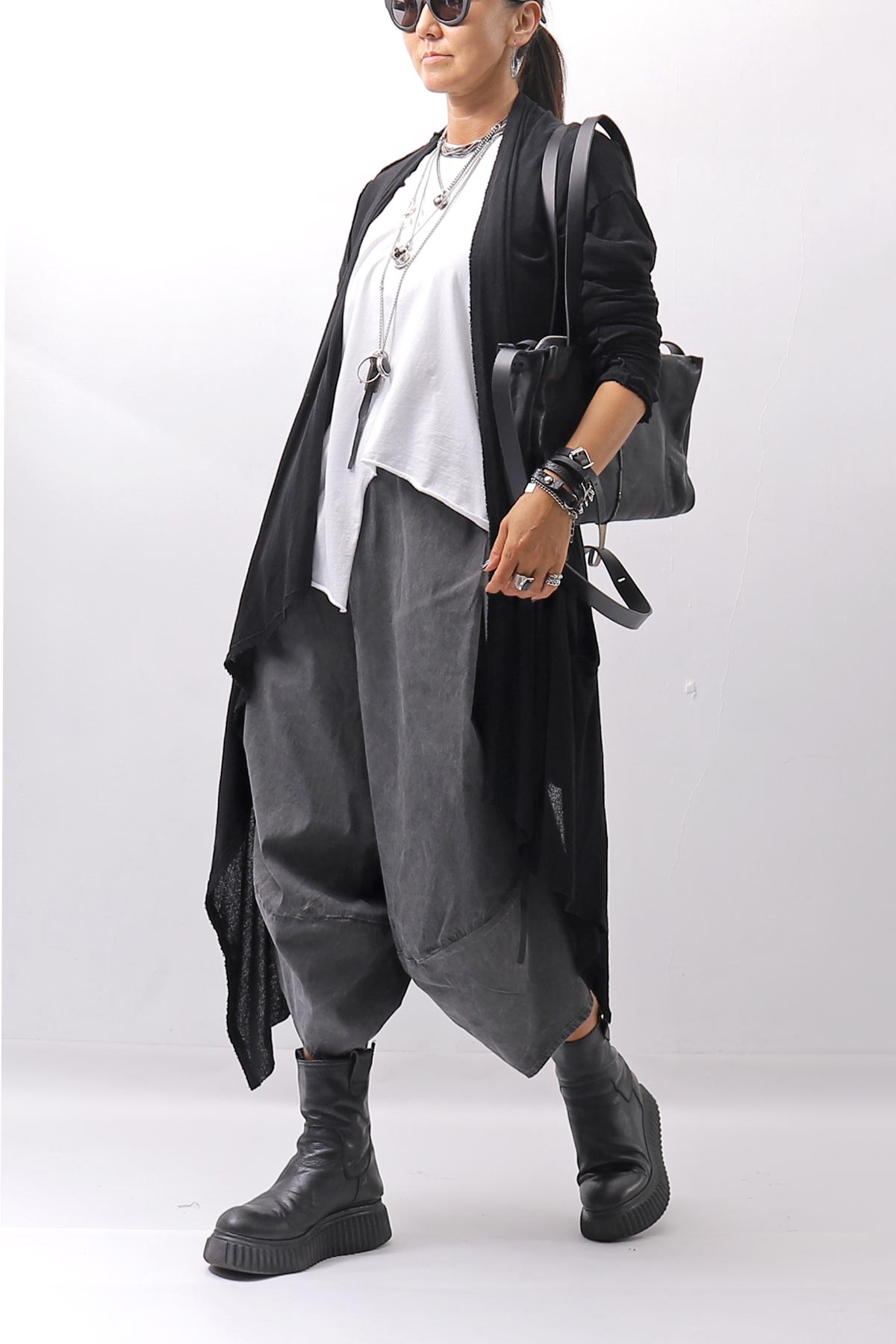 【Primordial is Primitive】 UNISEX ASYMMETRY COTTON PANTS 722AL_GREY WASH