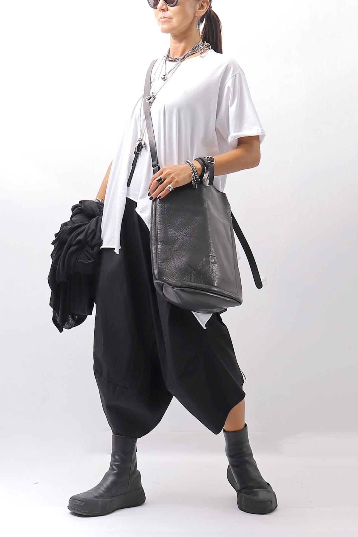【Primordial is Primitive】 UNISEX ASYMMETRY COTTON PANTS 722AL_BLACK
