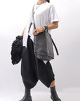 【Primordial is Primitive】 UNISEX ASYMMETRY COTTON PANTS 722AL_BLACK