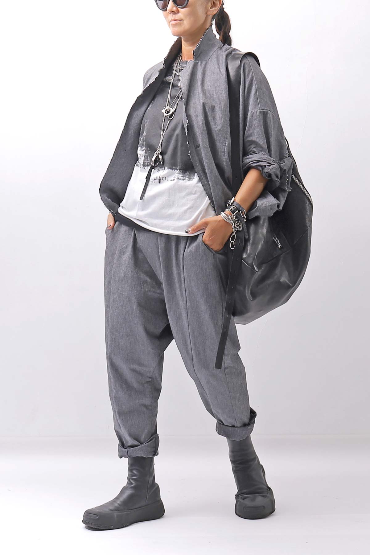 【bajra】 UNISEX FRONT FLAP STRETCH PANTS 161QP01_GREY