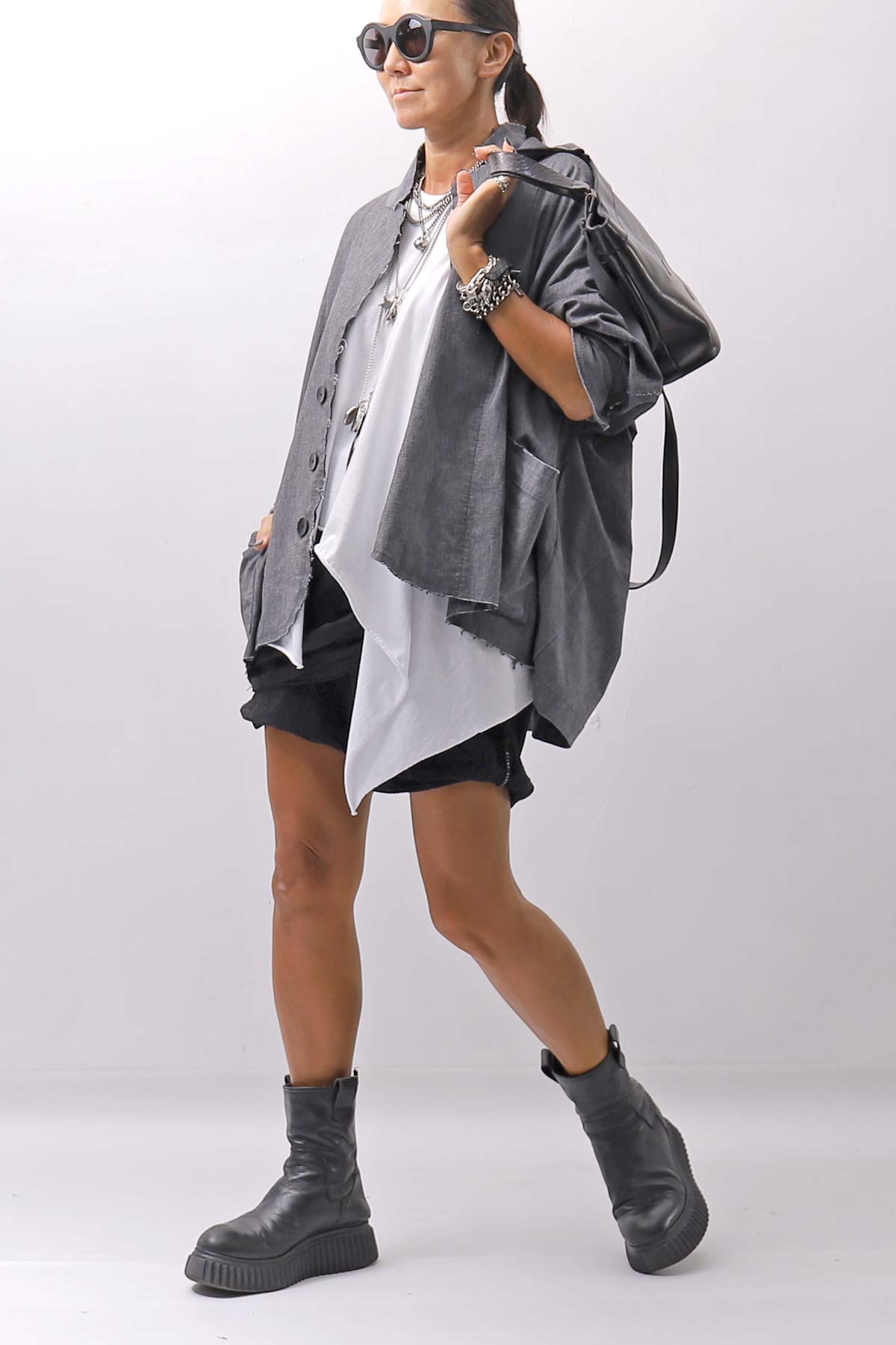 【bajra】 UNISEX STRETCH LIGHT SHIRT BLOUSON 161QB01LG/SH_GREY