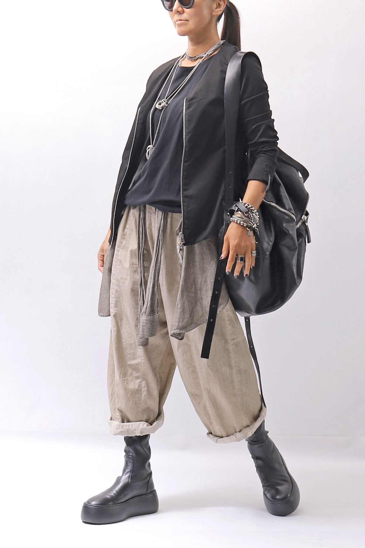 【AGL】 STRETCH LEATHER SNEAKER BOOTS VIBE STRETCH_BLACK