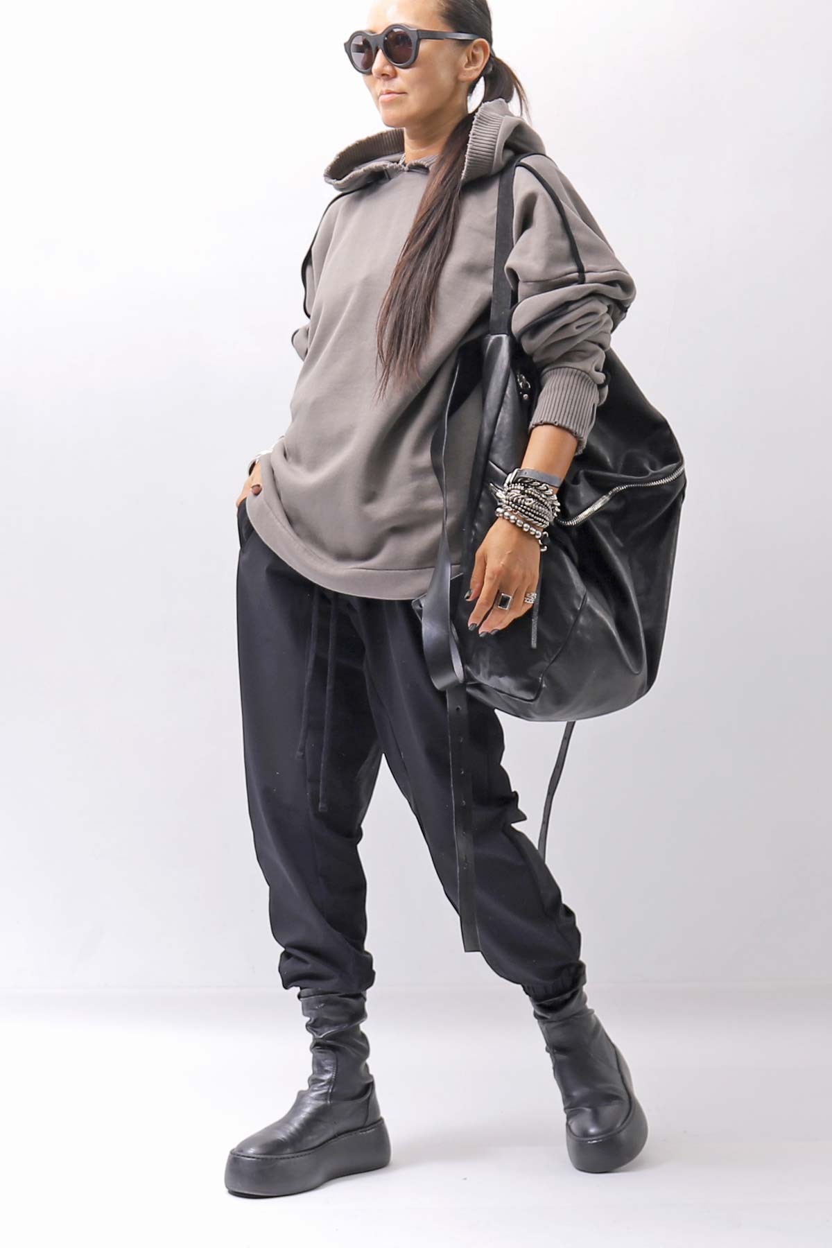 【thom/krom】 UNISEX LIGHT NYLON STRETCH PANTS MP56_BLACK
