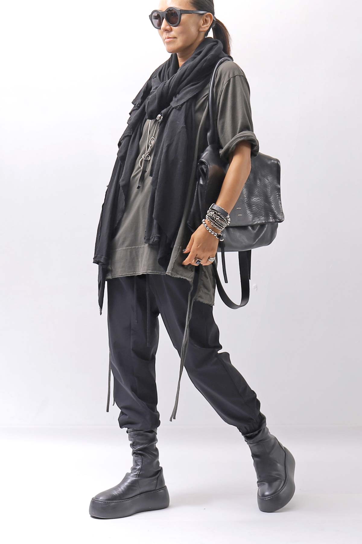 【thom/krom】 UNISEX LIGHT NYLON STRETCH PANTS MP56_BLACK