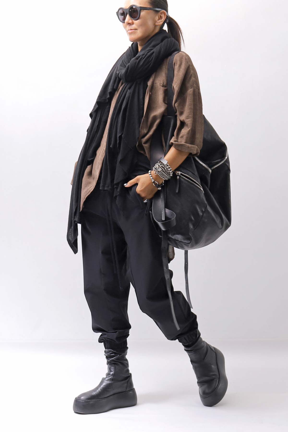【thom/krom】 UNISEX LIGHT NYLON STRETCH PANTS MP56_BLACK