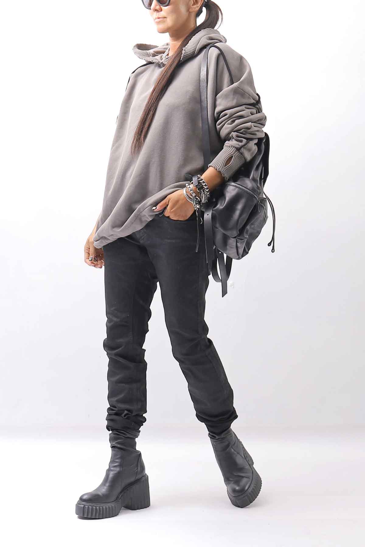 【thom/krom】 UNISEX COATED STRETCH DENIM PANTS MT107_BLACK COATED
