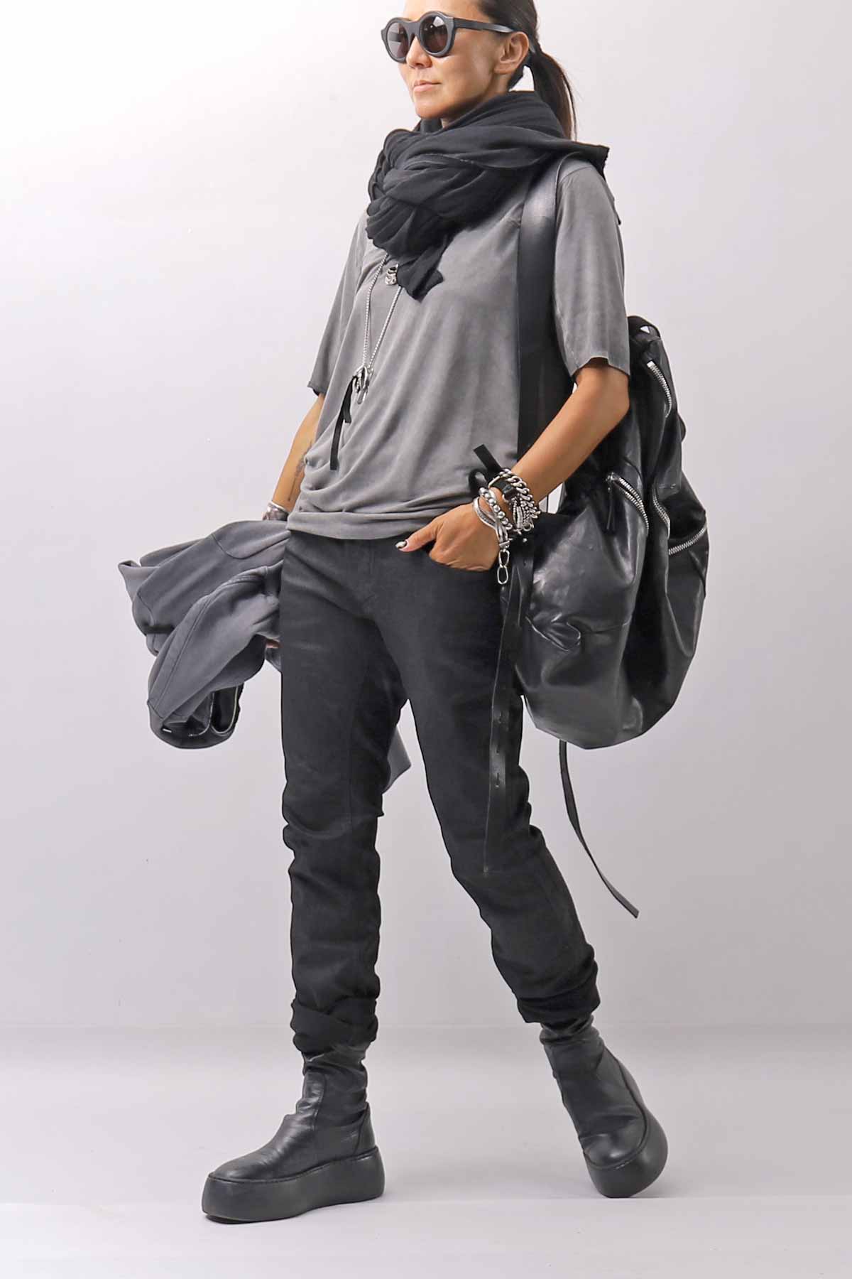 【thom/krom】 UNISEX COATED STRETCH DENIM PANTS MT107_BLACK COATED