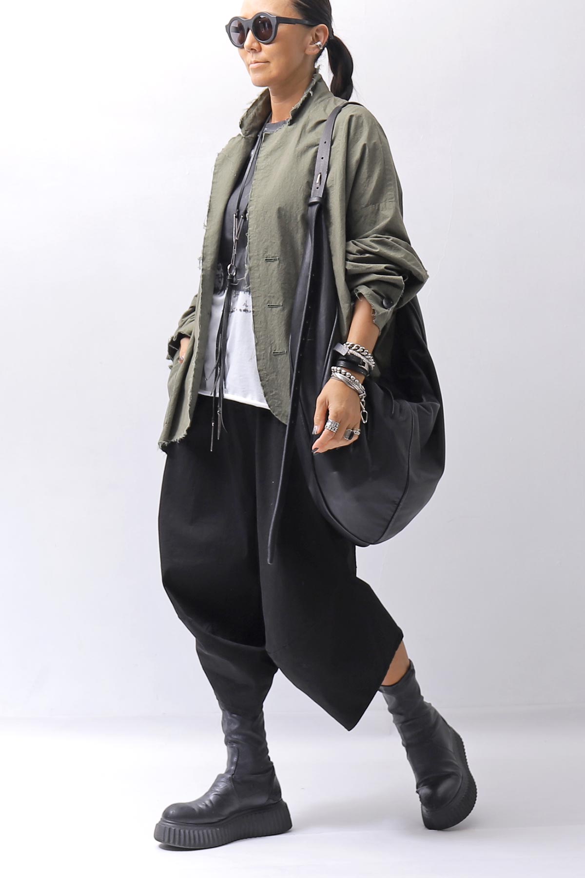 【bajra】 UNISEX LIGHT COTTON SHIRT BLOUSON SHORT 157QB01SH_MILITARY