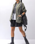 【bajra】 UNISEX LIGHT COTTON SHIRT BLOUSON SHORT 157QB01SH_MILITARY