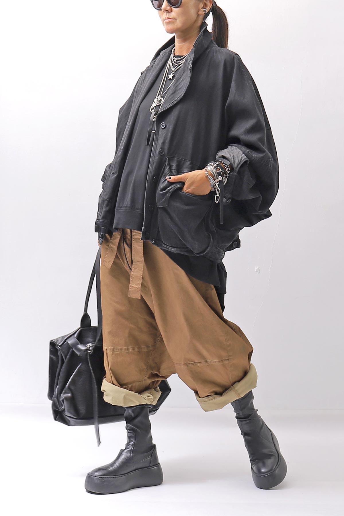 【RUNDHOLZ】 UNISEX WIDE SARROUEL ICONIC COTTON PANTS_DAKAR CLOUD