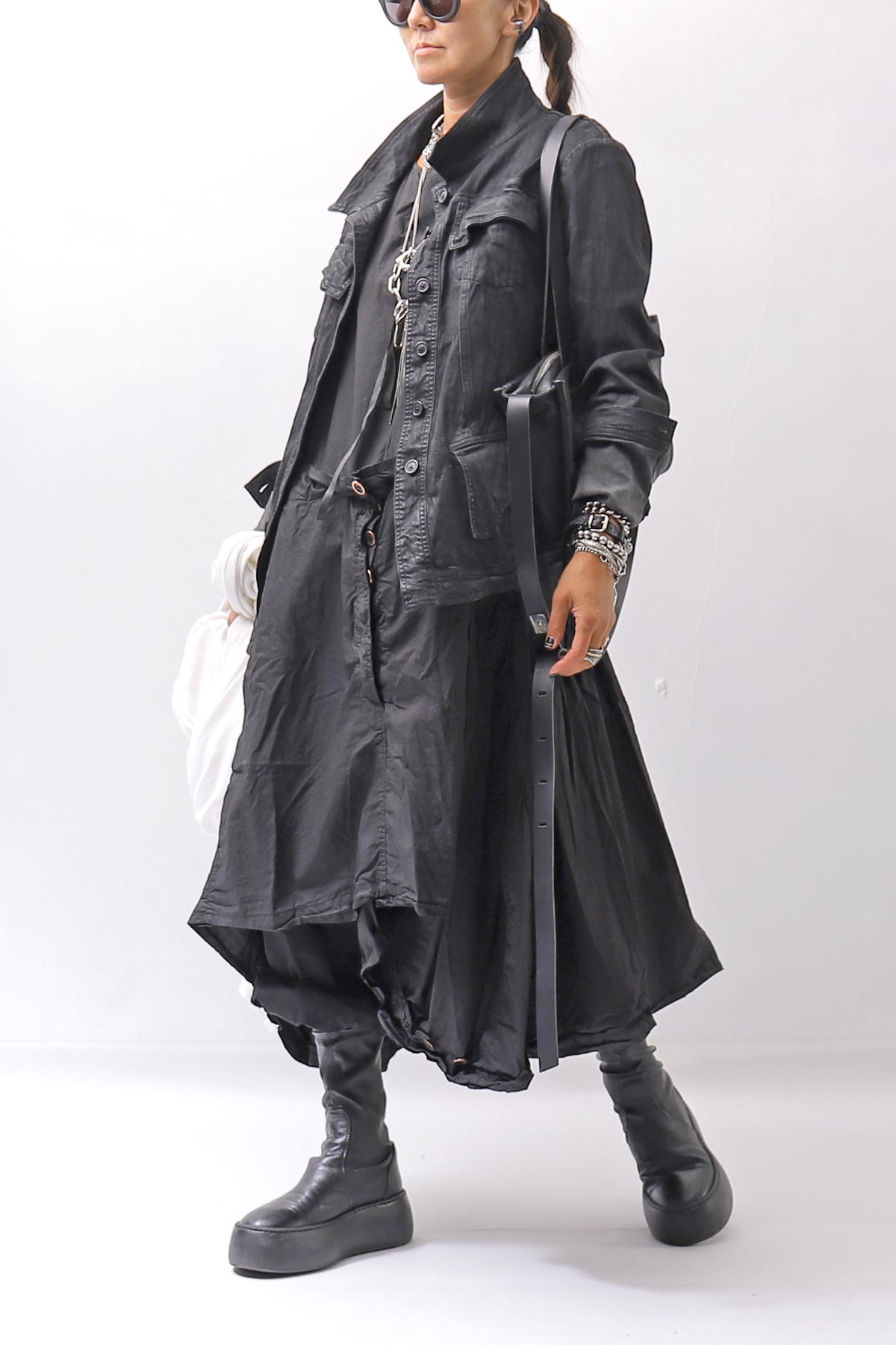 【RUNDHOLZ】MULTIWAY COTTON DRESS _BLACK GLOSS