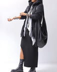 【PLÜ】 SUPER STRETCH COTTON DENIM HOODIE TULLE JACKET PL19_BLACK WASH