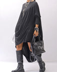 【RUNDHOLZ】 2WAY HOLE ASYMMETRY DRAPE LONG TOP DRESS 252 0937_BLACK