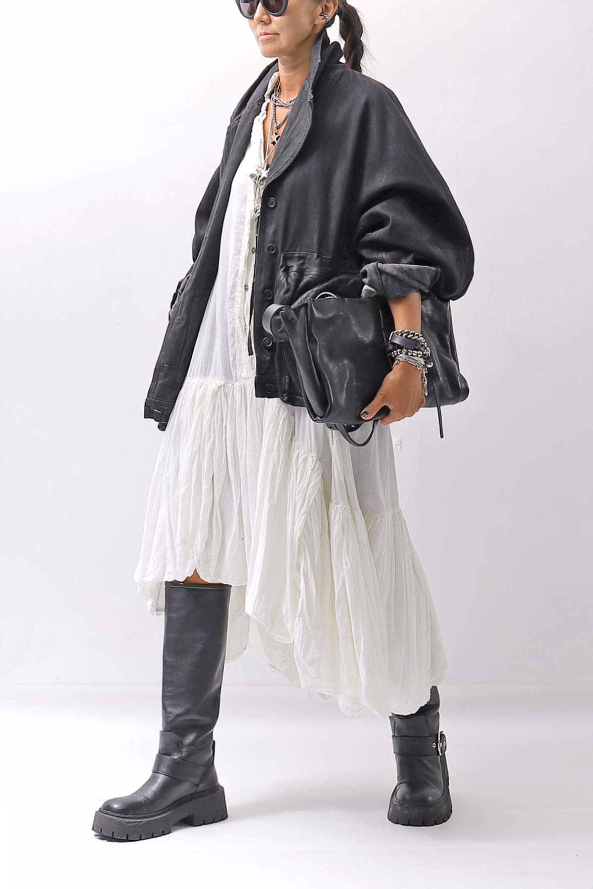 【VIC MATIE】 LUG SOLE BIKER LONG BOOTS 4414D_BLACK