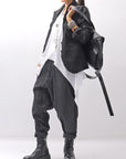 【NOSTRASANTISSIMA】UNISEX MIXED STRIPES PANTS P17_BLACK