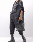 【NOSTRASANTISSIMA】UNISEX STRETCH COTTON LOW CROTCH DENIM PANTS P102_BLACK