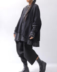 【PLÜ】 UNISEX COTTON SWEAT WIDE SHORT TOP PL8_BLACK
