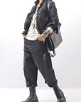 【NOSTRASANTISSIMA】UNISEX STRETCH COTTON LOW CROTCH DENIM PANTS P102_BLACK