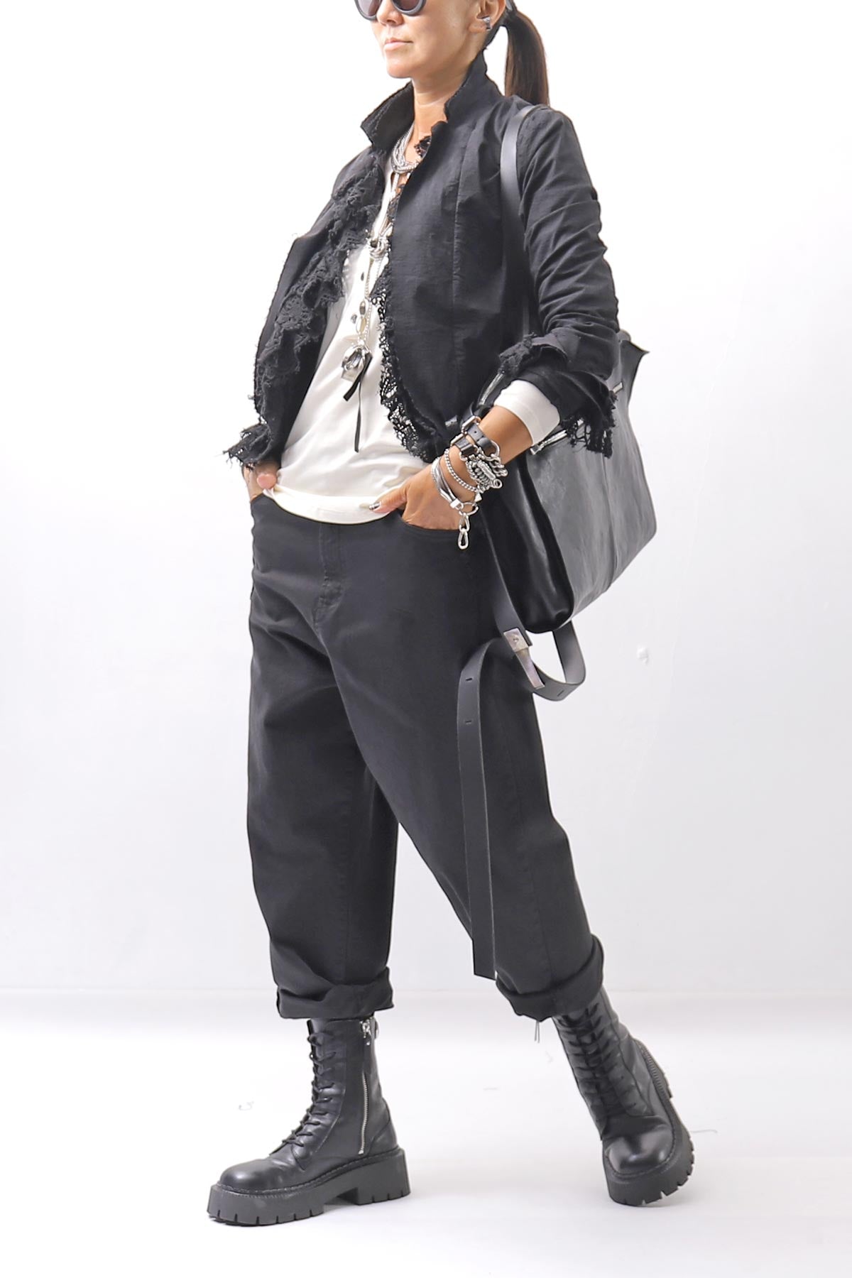 【NOSTRASANTISSIMA】 STRETCH COTTON FRONT BUTTON TOPS A124_OFF WHITE