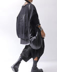 【PLÜ】 UNISEX COTTON SWEAT WIDE SHORT TOP PL8_BLACK