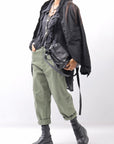 【NOSTRASANTISSIMA】UNISEX STRETCH COTTON LOW CROTCH DENIM PANTS P102_MATCHA LATTE
