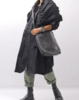 【bajra】 UNISEX TWILLED COTTON BACK DRAPE SHIRT CARDIGAN 160QB01SH_BLACK
