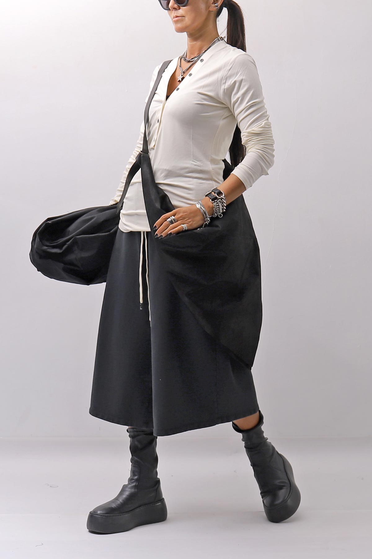【NOSTRASANTISSIMA】 STRETCH COTTON FRONT BUTTON TOPS A124_OFF WHITE