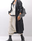 【bajra】 UNISEX TWILLED COTTON BACK DRAPE CARDIGAN COAT 160QB01LG_BLACK