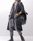 【bajra】 UNISEX TWILLED COTTON BACK DRAPE SHIRT CARDIGAN 160QB01SH_BLACK