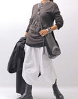 【thom/krom】 UNISEX COTTON CRASHED & LAYERED REGULAR FIT LONG SLEEVE TOPS MTS969_COLD BROWN