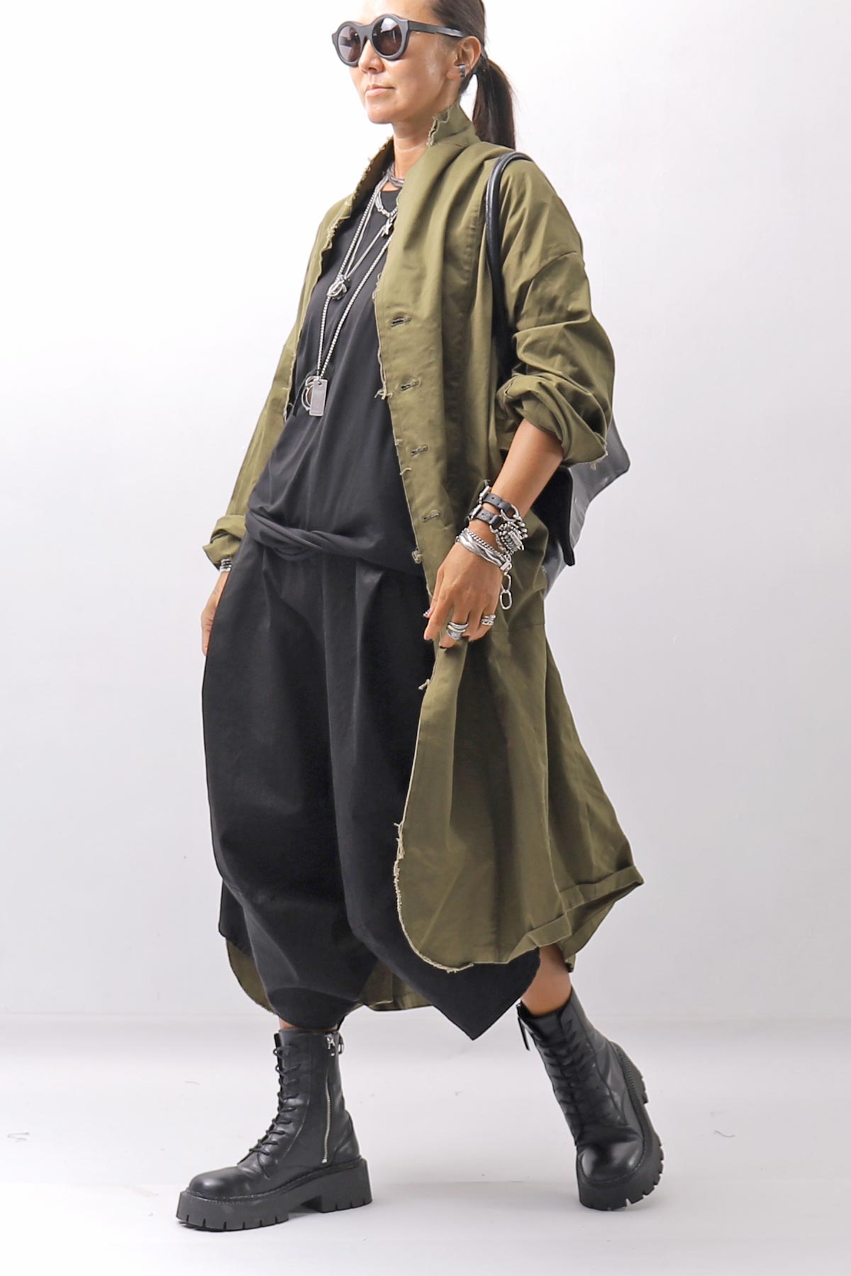 【bajra】 UNISEX TWILLED COTTON BACK DRAPE CARDIGAN COAT 160QB01LG_KHAKI BROWN