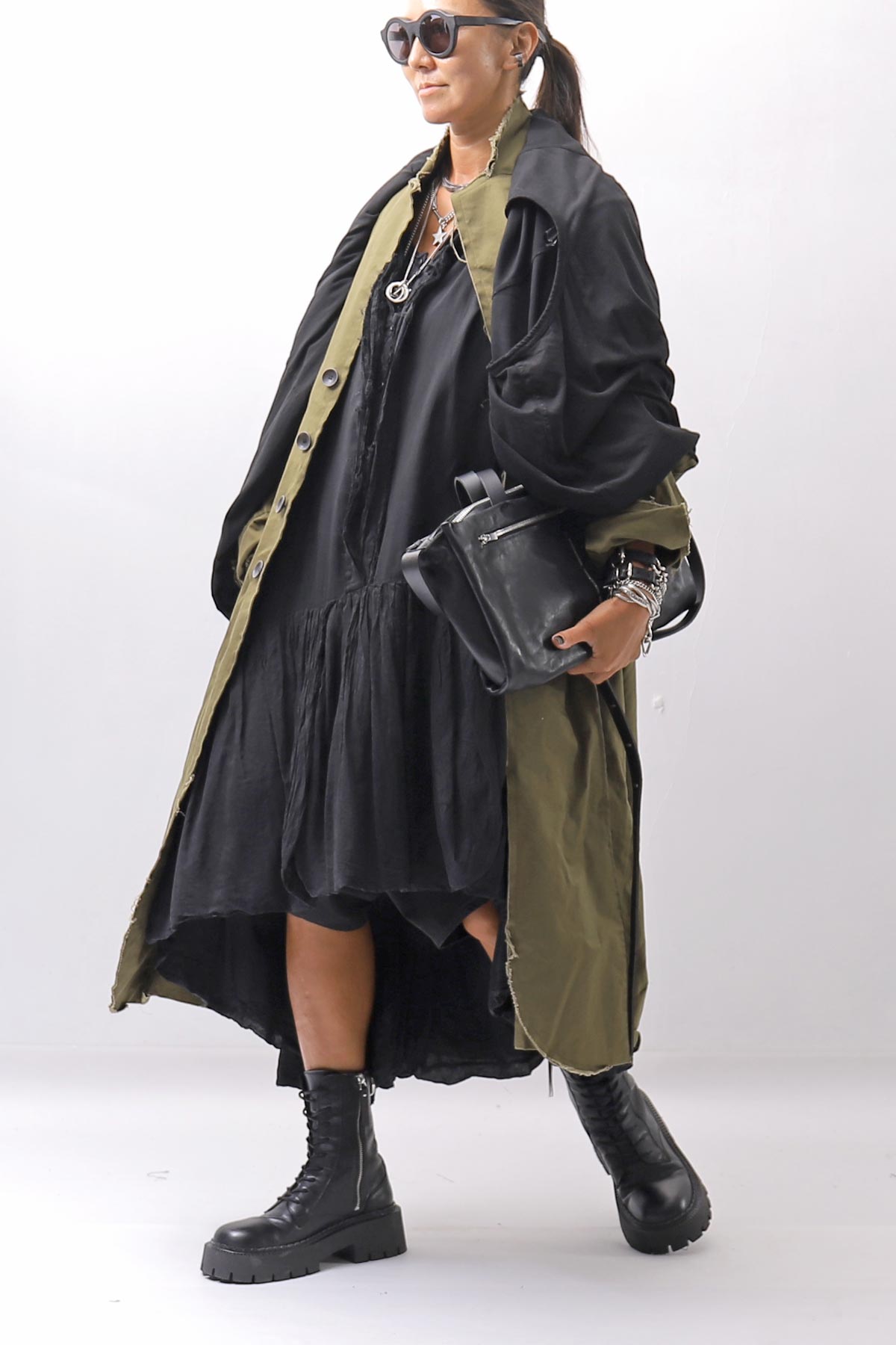 【bajra】 UNISEX TWILLED COTTON BACK DRAPE CARDIGAN COAT 160QB01LG_KHAKI BROWN