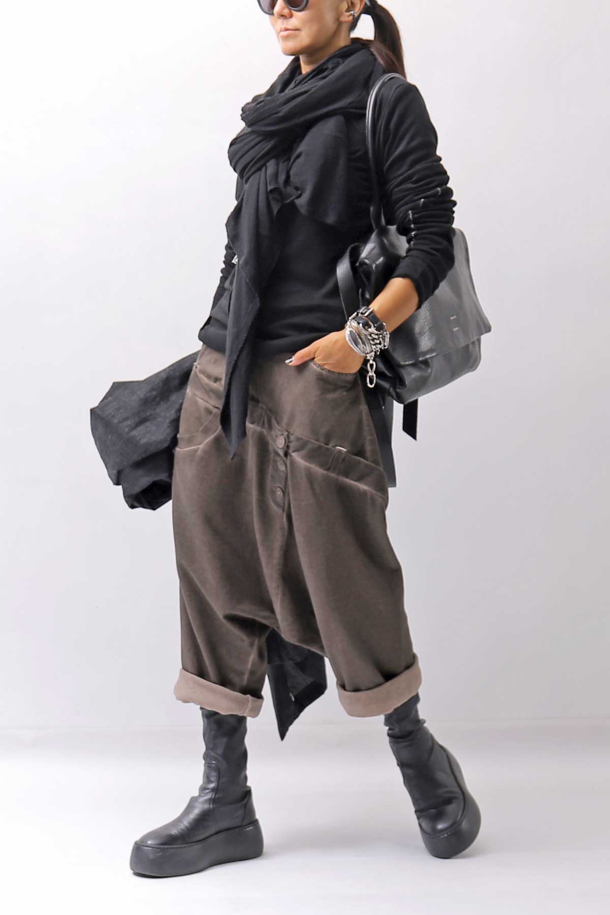 【studio b3】 UNISEX COTTON &amp; SWEAT BOX SARROUEL PANTS RBB1974_TRUFFLE OLD DYE