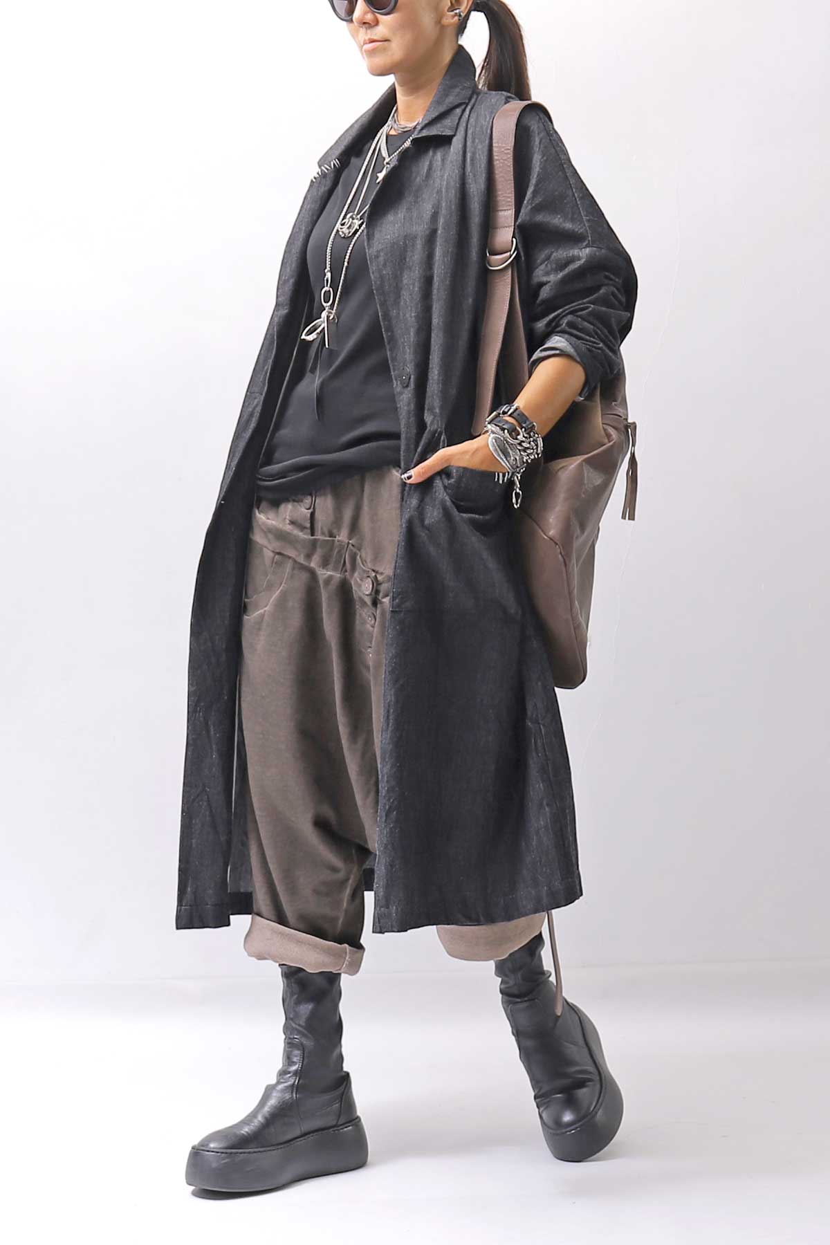 【studio b3】 UNISEX COTTON &amp; SWEAT BOX SARROUEL PANTS RBB1974_TRUFFLE OLD DYE
