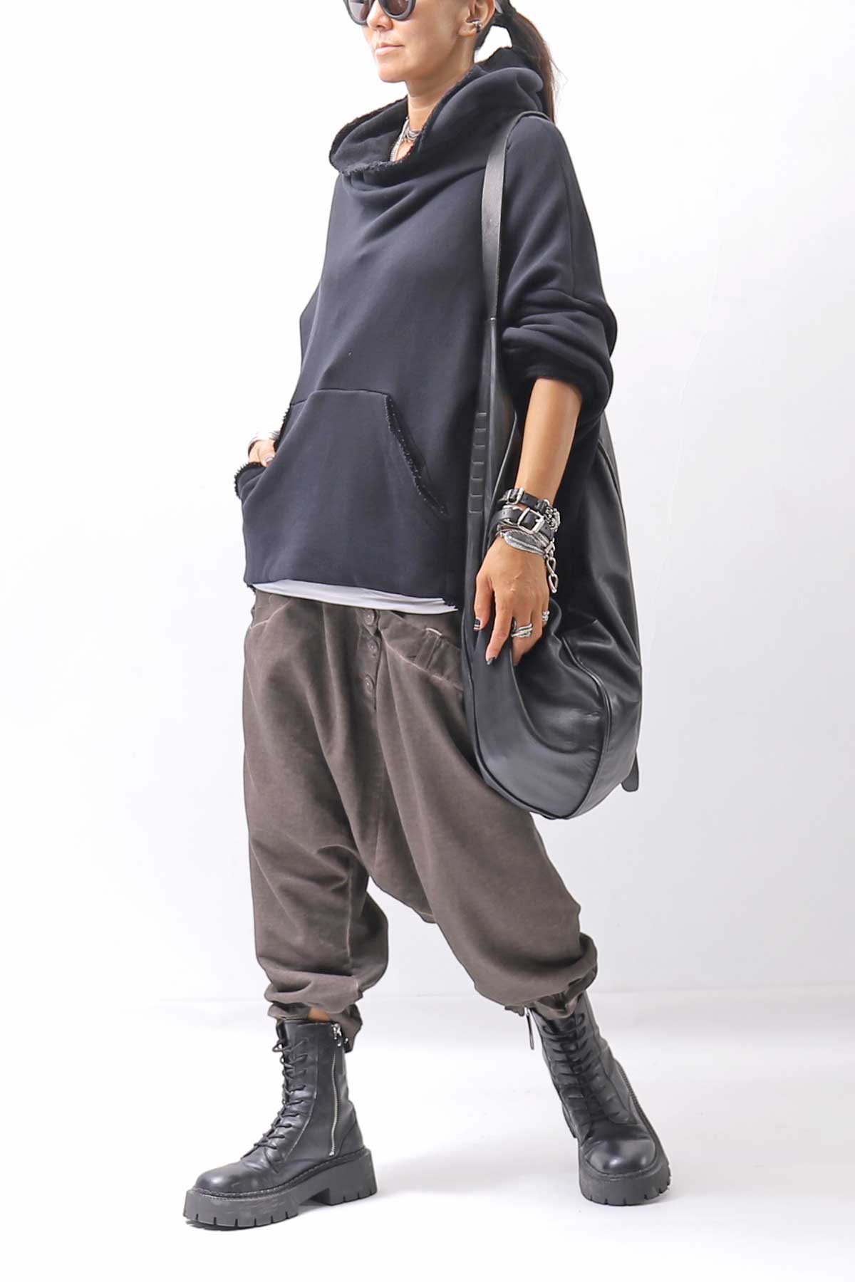 【studio b3】 UNISEX OVERSIZED COTTON SWEAT HOODIE SHB2161_BLACK