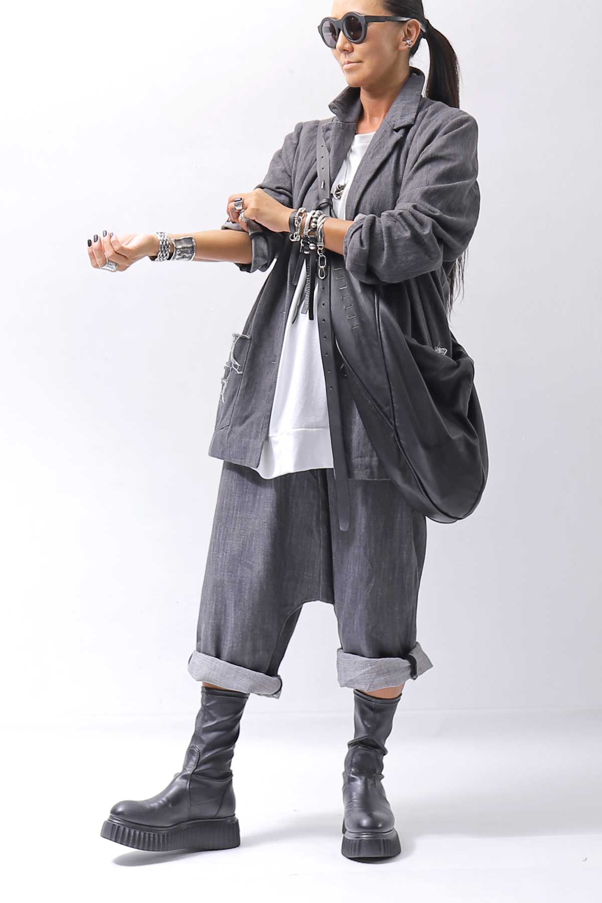 【studio b3】 UNISEX COTTON DENIM RELAX FIT JACKET RBB2018_MARENGO(GREY WASH)