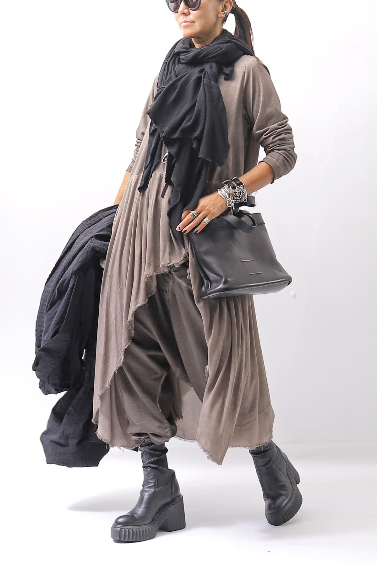 【studio b3】 UNISEX COTTON &amp; SWEAT BOX SARROUEL PANTS RBB1974_TRUFFLE OLD DYE