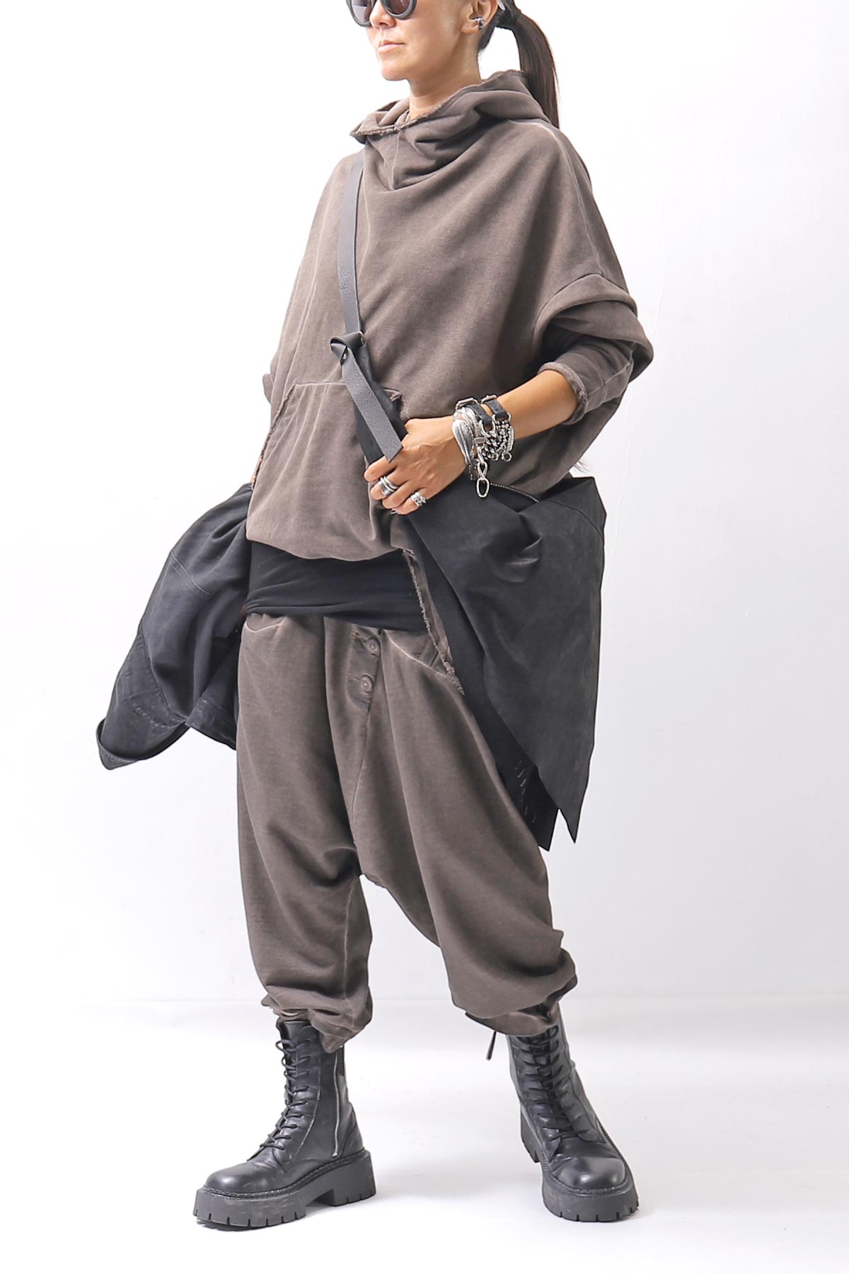 【studio b3】 UNISEX COTTON &amp; SWEAT BOX SARROUEL PANTS RBB1974_TRUFFLE OLD DYE