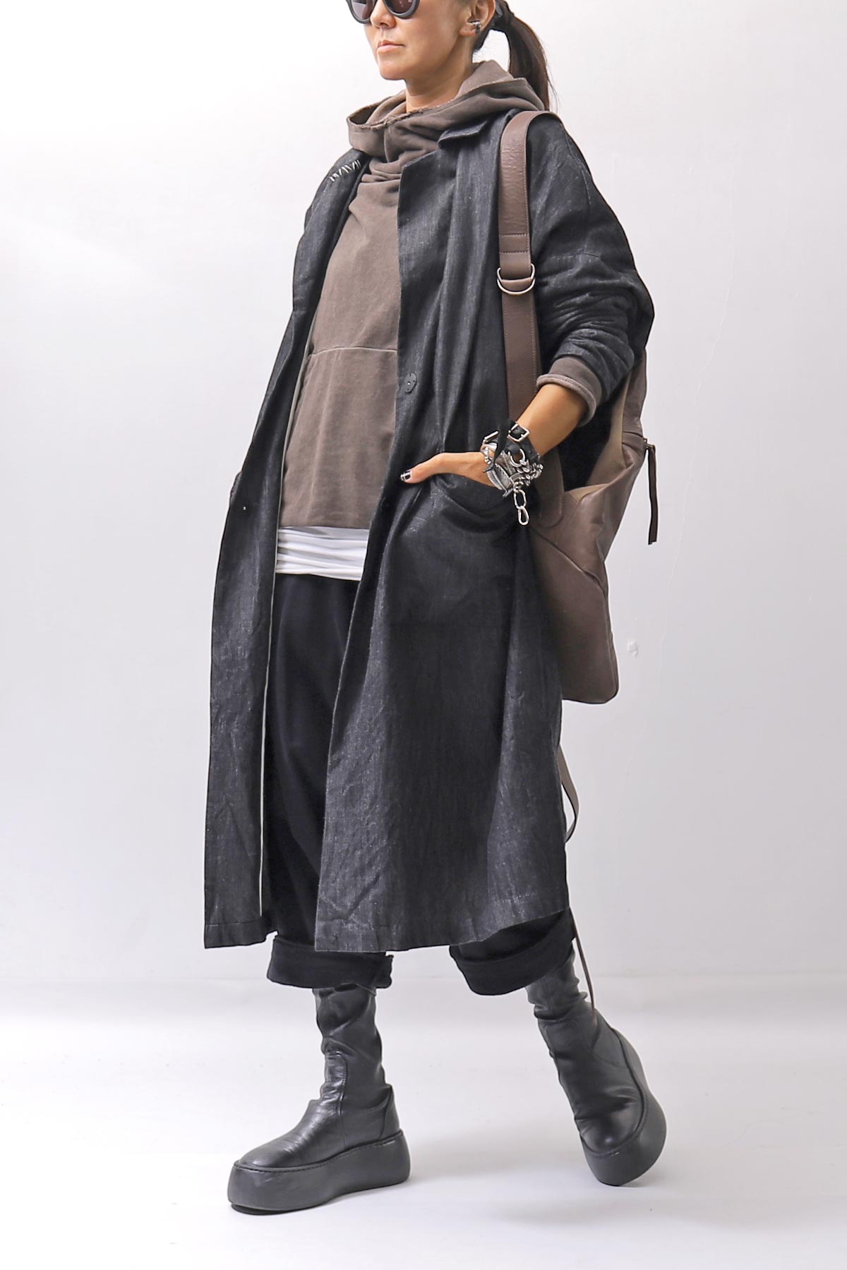 【studio b3】 UNISEX OVERSIZED COTTON SWEAT HOODIE SHB2161_TRUFFLE OLD DYE