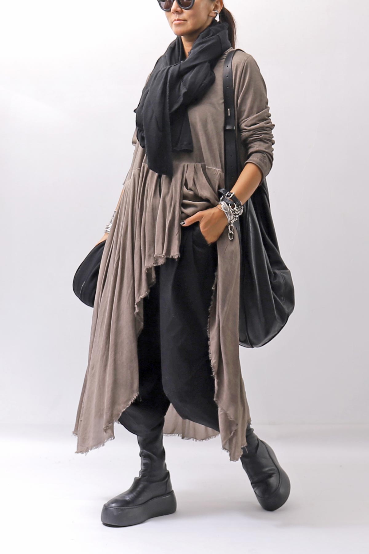 【studio b3】 ASYMMETRY TUNIC TOPS SHB2219_TRUFFLE OLD DYE