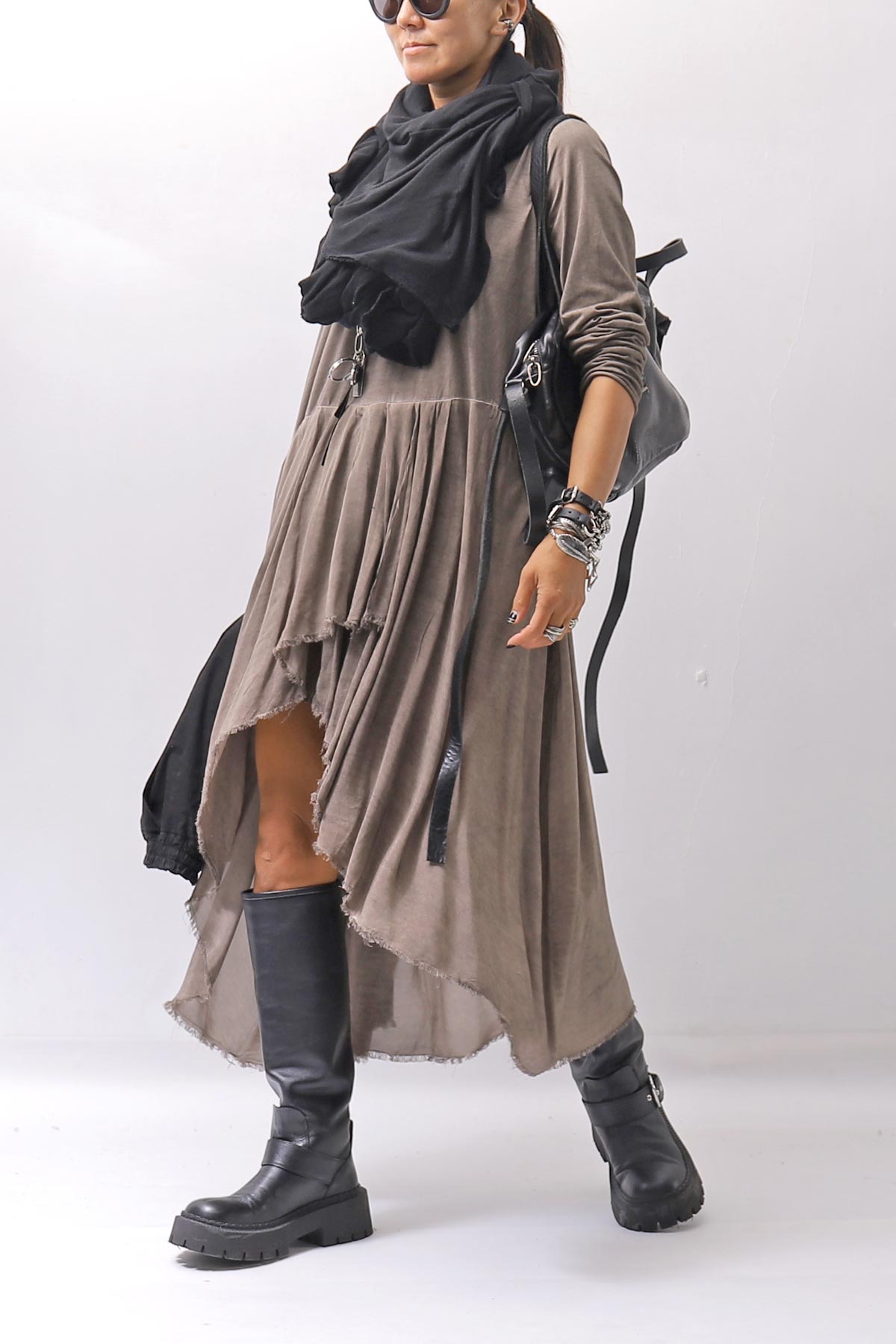 【studio b3】 ASYMMETRY TUNIC TOPS SHB2219_TRUFFLE OLD DYE