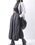 【AGL】 STRETCH LEATHER HEEL BOOTS MIDI HEEL STRETCH_BLACK