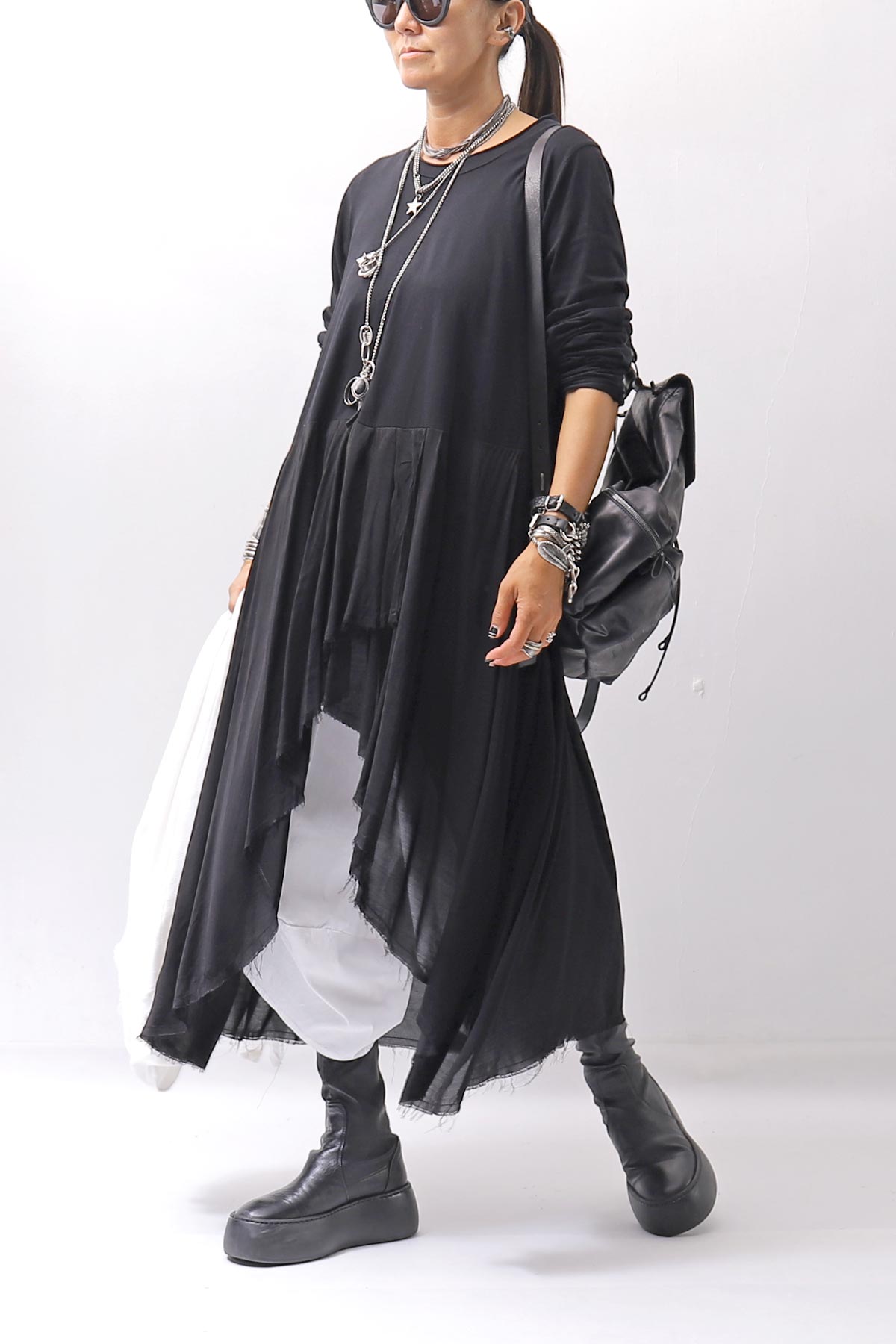 【studio b3】 ASYMMETRY TUNIC TOPS SHB2219_BLACK