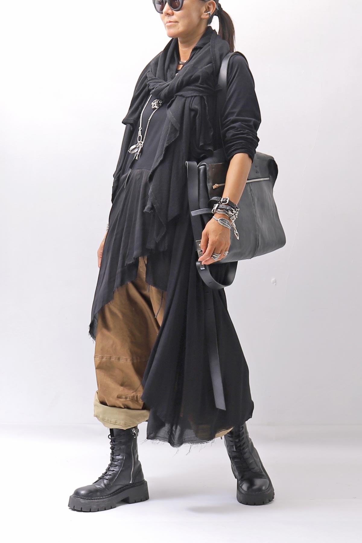 【studio b3】 ASYMMETRY TUNIC TOPS SHB2219_BLACK