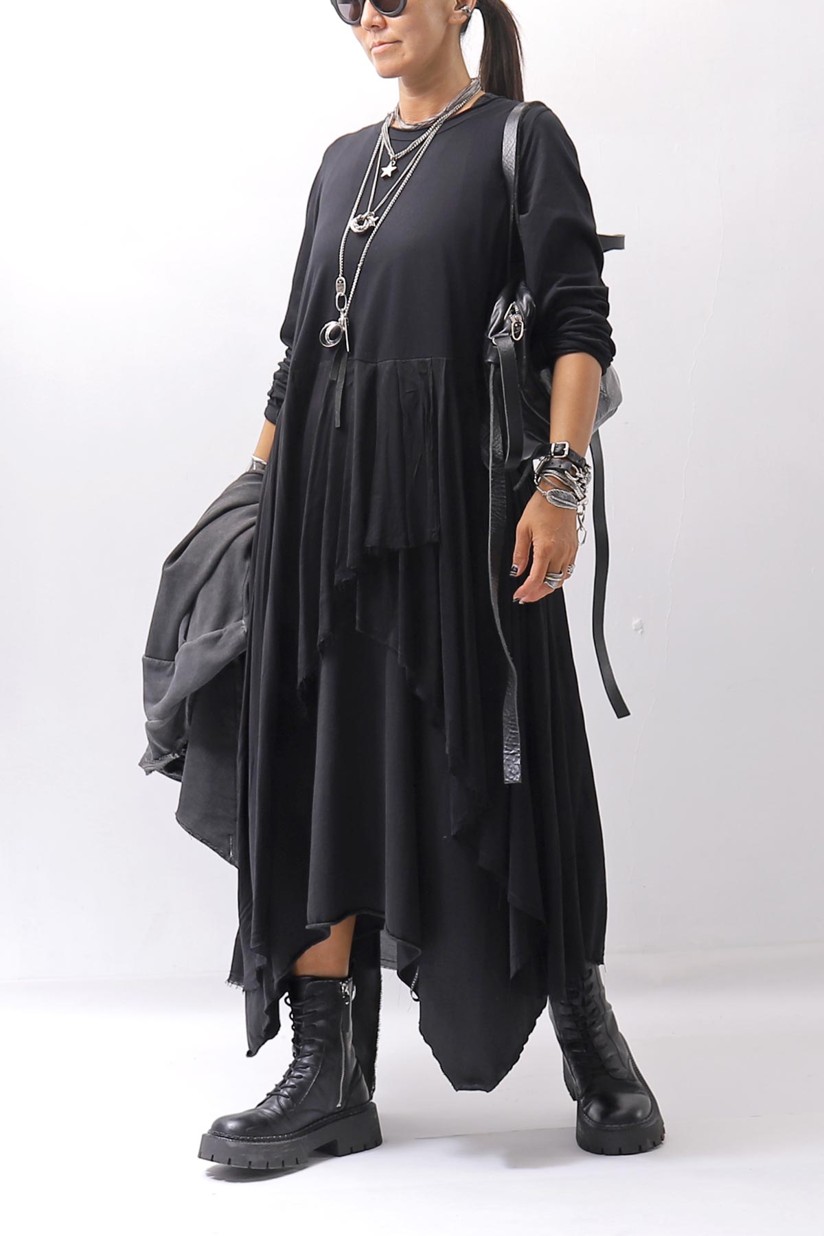 【studio b3】 ASYMMETRY TUNIC TOPS SHB2219_BLACK