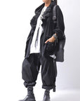 【RUNDHOLZ】 UNISEX DOUBLE LAYERED RELAX FIT ZIP-UP HOODIE_BLACK
