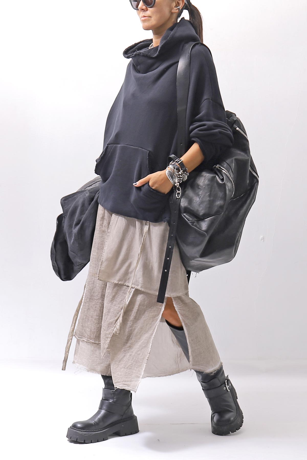 【studio b3】 UNISEX OVERSIZED COTTON SWEAT HOODIE SHB2161_BLACK
