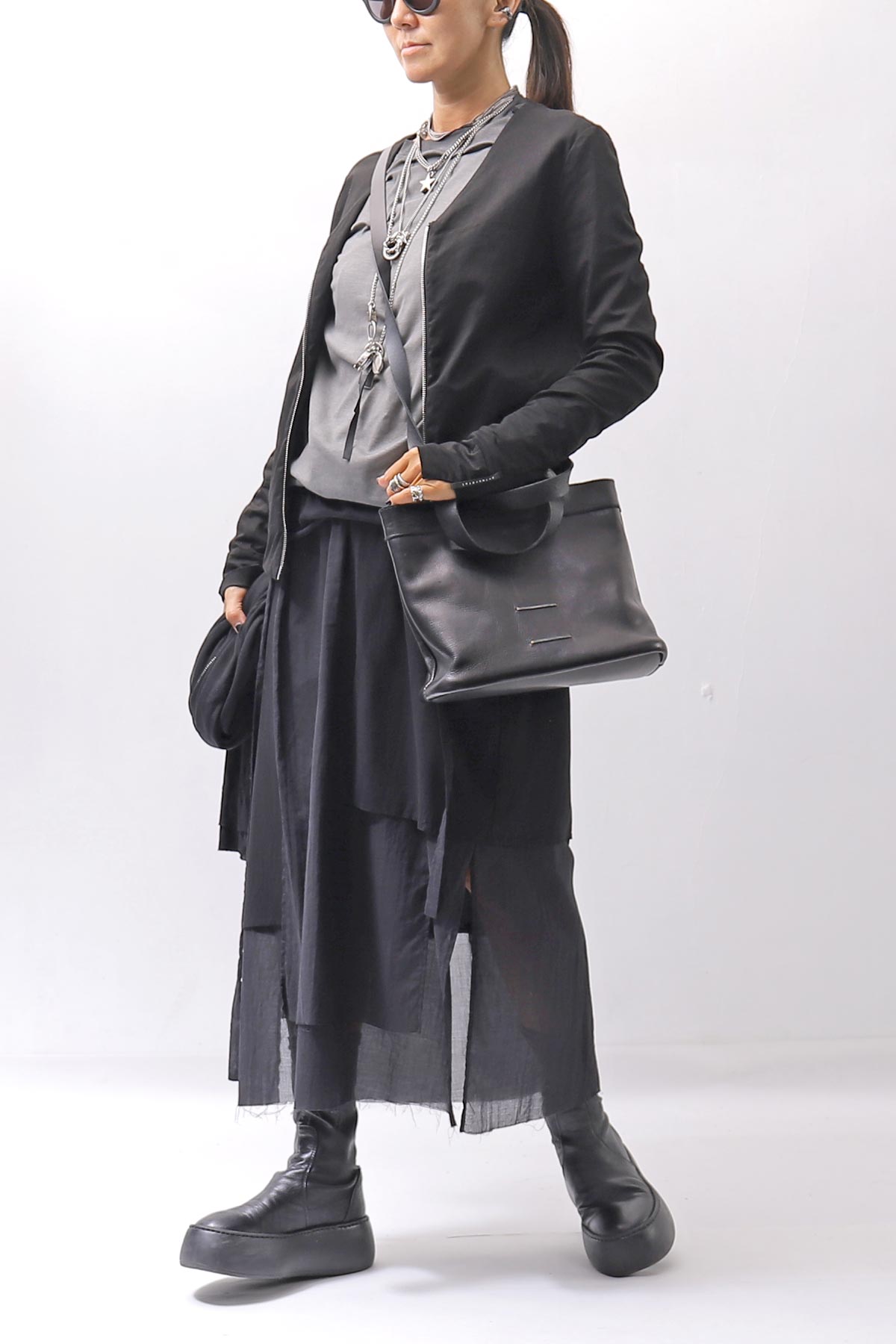 【studio b3】 ASYMMETRY LAYERED SKIRT MLB950_BLACK